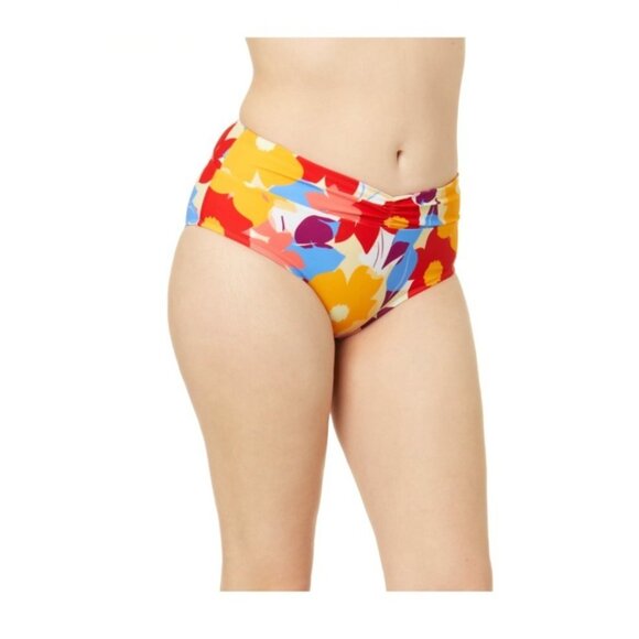 Time and Tru Womens Large Bright Floral High Waist Twist Swim Bottoms Only NWT - Picture 5 of 5
